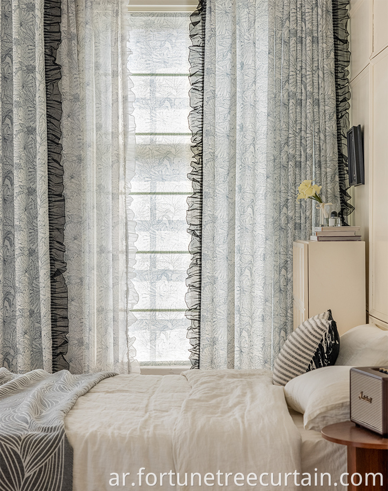 Blackout Shading Window Tulle Printed Curtain Sheer
